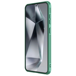 Чехол зеленого цвета (Dark Green) с защитной шторкой для камеры от Nillkin на Samsung Galaxy S25, серия CamShield Pro Case