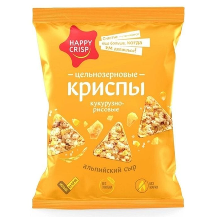 Чипсы кукурузно-рисовые  Happy Crisp со вкусом альпийского сыра 50 гр