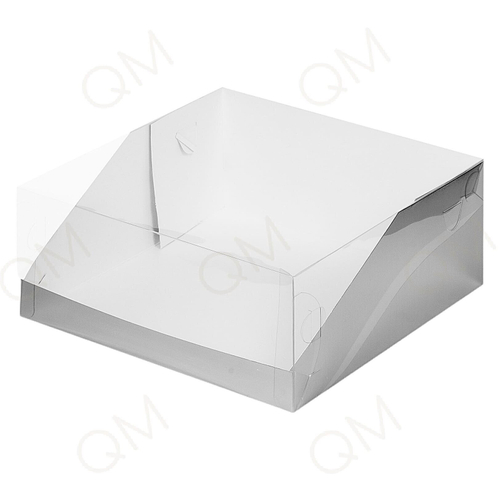 Коробка под торт с пластиковой крышкой 235*235*100 мм серебро, 10 шт