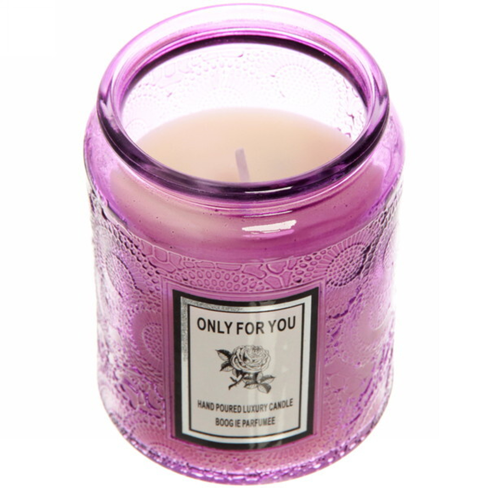 Свеча «Only For You-Rossato» 7*9см в подсвечнике с крышкой, цвет лавандовый,в подарочной коробке