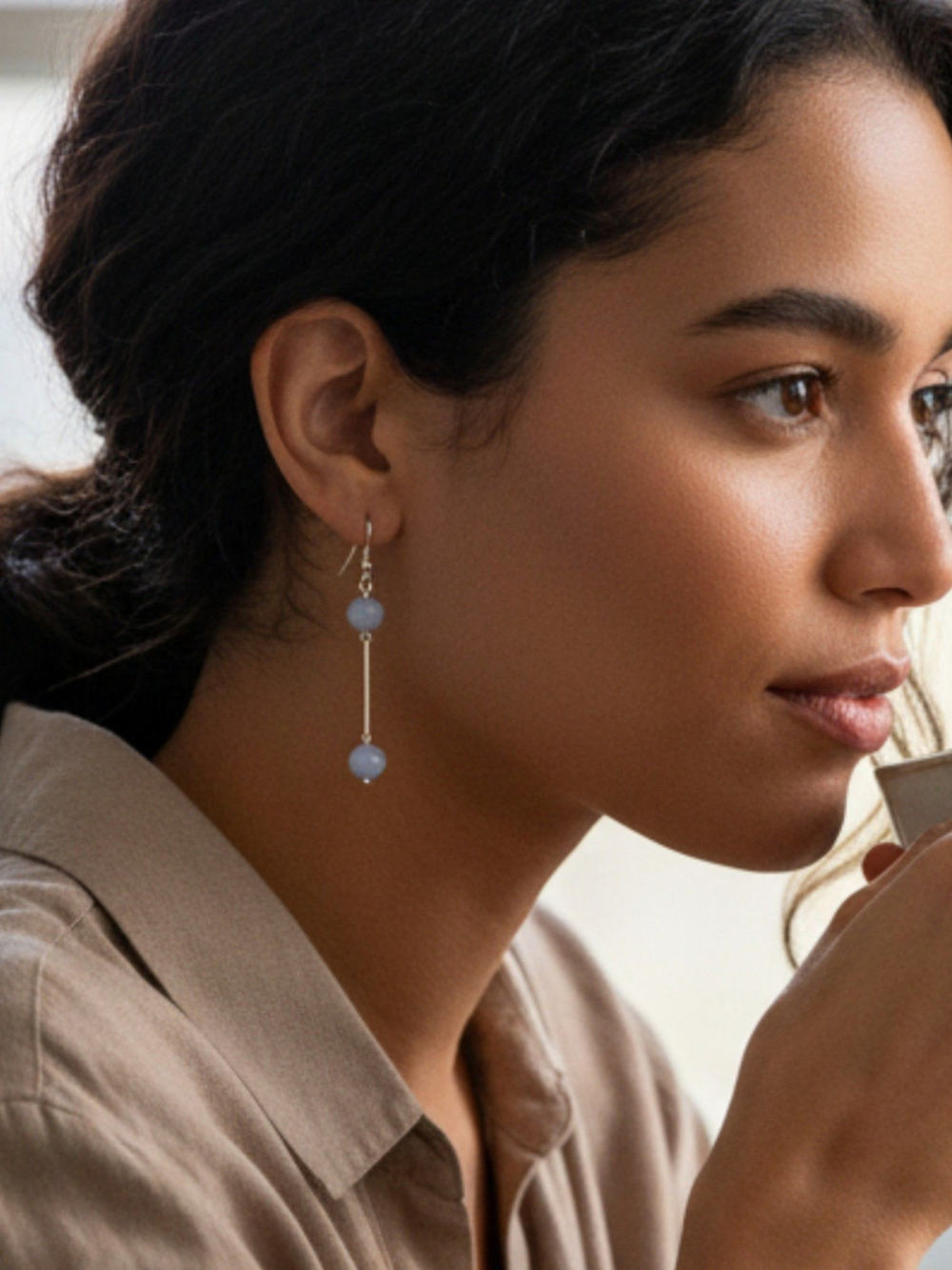 Серьги минимализм с палочкой