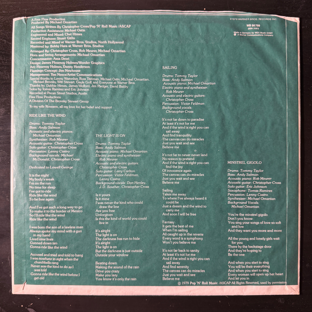 Christopher Cross ‎– Christopher Cross (Германия 1981г.)