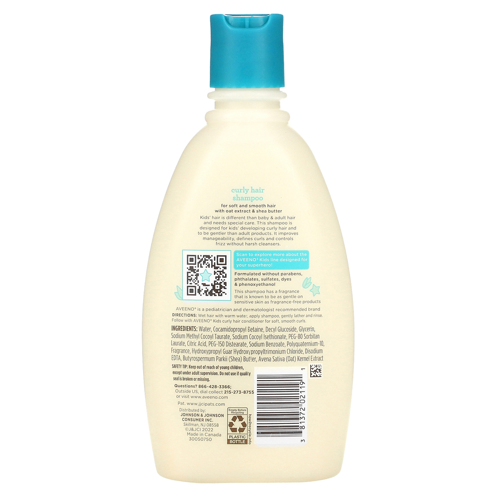 Aveeno, Для детей, шампунь для вьющихся волос с экстрактом овса и маслом ши, 354 мл (12 жидк. Унций)