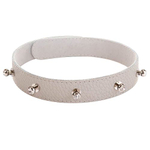 Белый кожаный ошейник с фурнитурой со стразами (Цвет: белый)