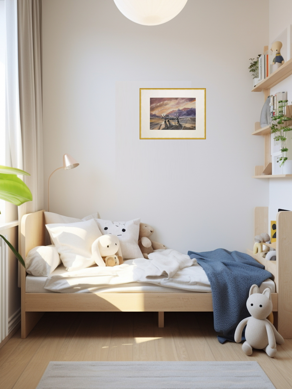 Картина авторская акварельная в паспарту 30х40 см на стену для интерьера "На взлётно-посадочной полосе"