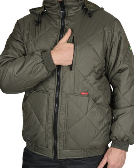 Куртка ПРАГА-Люкс короткая с капюшоном, оливковая