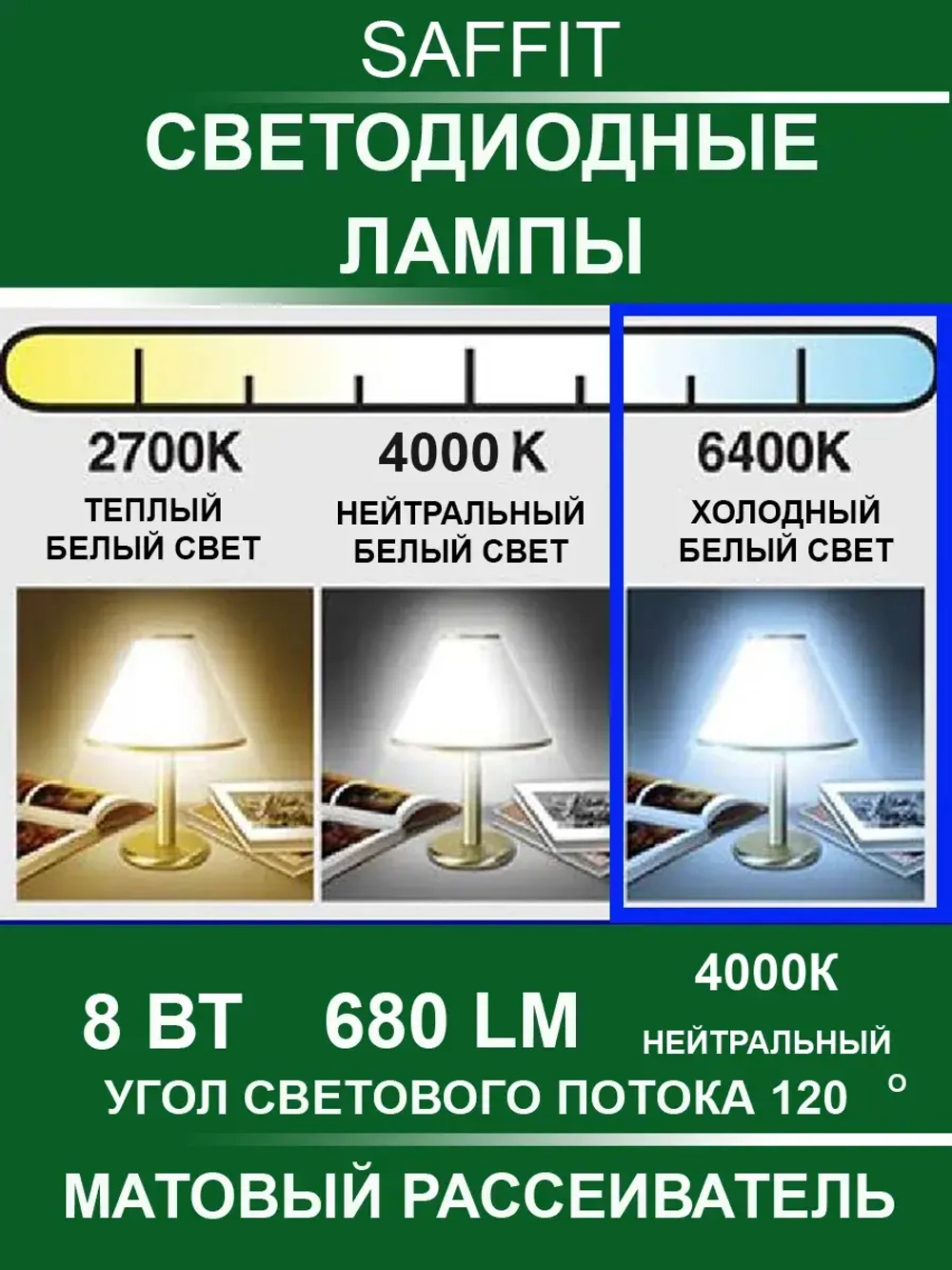 Светодиодные лампы GX53 8 W 6400 К 10 шт. холодный свет