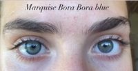 Яркие голубые цветные линзы с окантовкой Marquise Bora Bora blue / Голубые цветные линзы для темных и светлых глаз / 12 месяцев