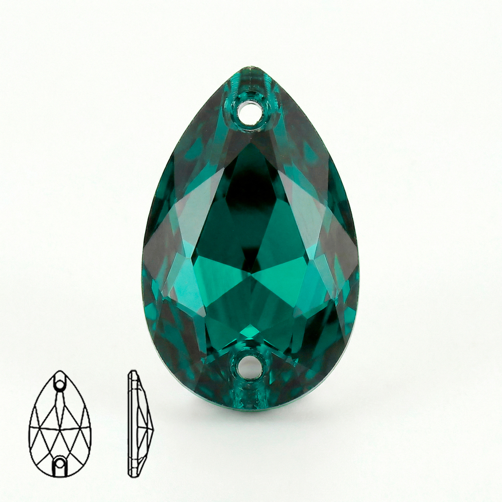 Пришивные стеклянные стразы (Blue Zircon / Блю циркон, форма “капля” / Teardrop)
