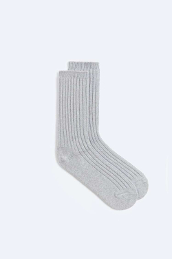 ZARA НОСКИ ИЗ РЕЛЬЕФНОЙ ТКАНИ В РУБЧИК, СЕРЫЙ