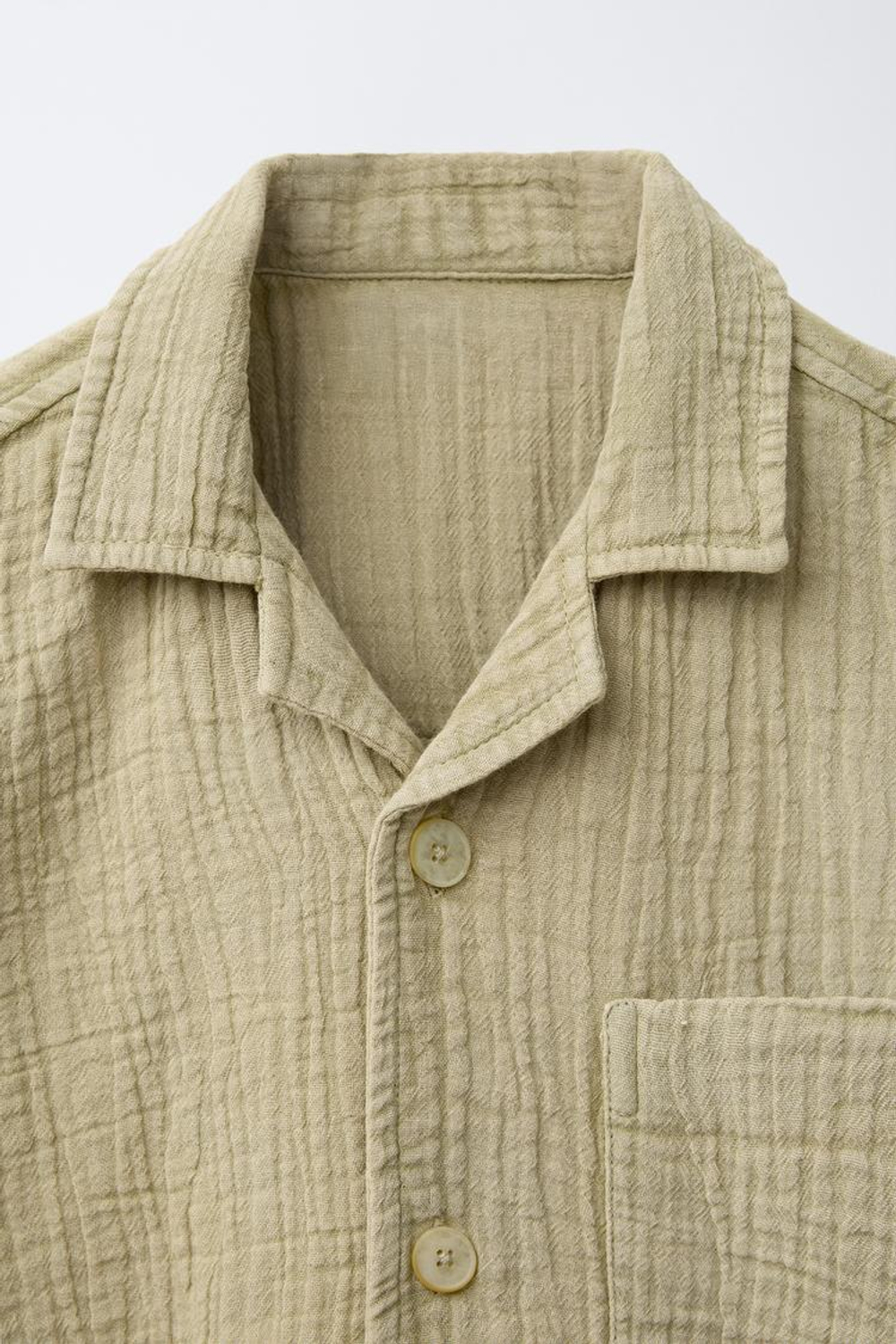 ZARA РУБАШКА ИЗ РЕЛЬЕФНОЙ ТКАНИ, СВЕТЛО-ЗЕЛЕНЫЙ