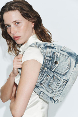 ZARA ДЖИНСОВАЯ СУМКА, СИНИЙ ДЖИНСОВЫЙ