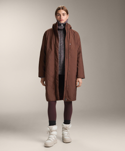 Oysho Длинная утепленная водоотталкивающая куртка FELLEX® с AEROGEL, темно-коричневый