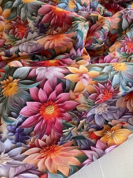 В ПУТИ, ЦВЕТЫ 3D, 100% хлопок Handmade Fabrics 6
