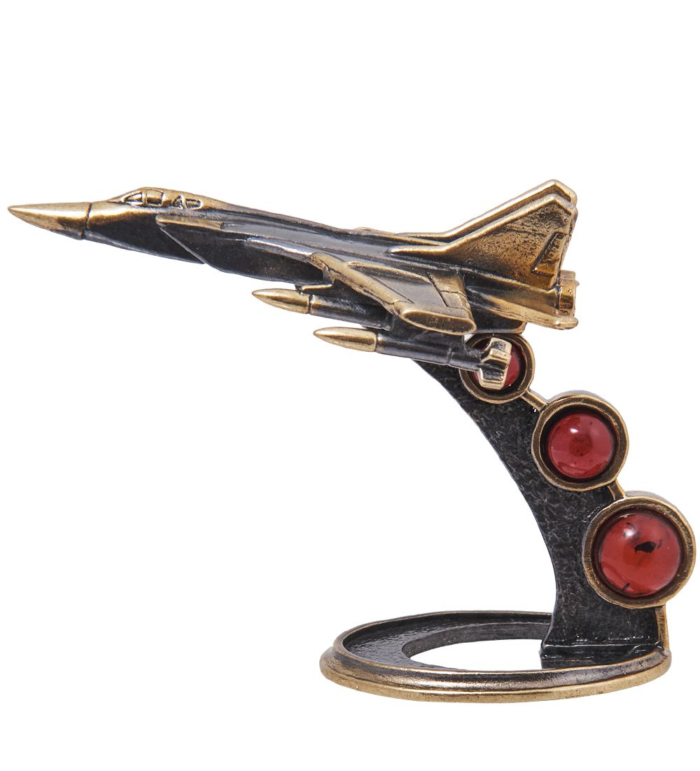 AM-4086 Фигурка «Самолет Истребитель МиГ-31» (латунь, янтарь)