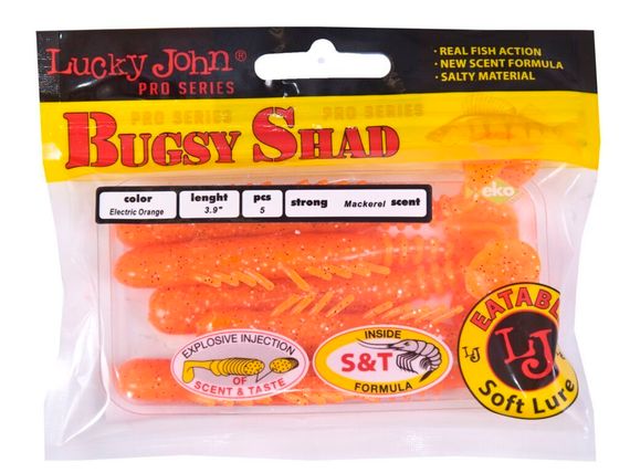 Виброхвосты съедобные LJ Pro Series BUGSY SHAD 3.9in(10 см), цв. 036, 5 шт.