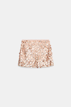 ZARA МИНИ-ЮБКА С ПАЙЕТКАМИ, РОЗОВО-ЗОЛОТОЙ