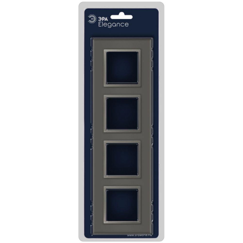 Рамка для розеток и выключателей ЭРА Elegance 14-5104-16 на 4 поста, стекло, титан