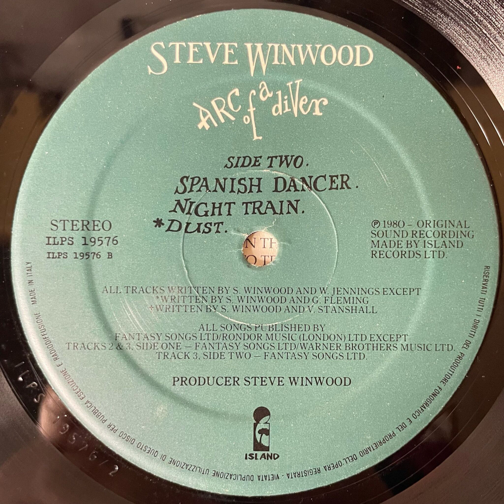 Винтажная виниловая пластинка LP Steve Winwood Arc Of A Diver (Италия 1980) Spanish Dancer