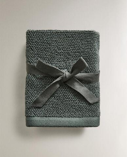 ZARA HOME НАБОР ХЛОПКОВЫХ ПОЛОТЕНЕЦ ДЛЯ РУК (3 ШТ.), ЗЕЛЕНЫЙ