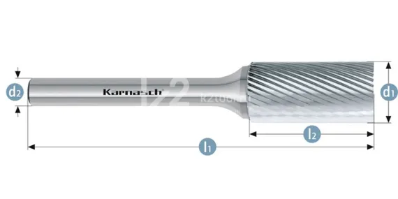 Борфреза твердосплавная Karnasch форма B, 4х12х6х50 мм, насечка HP-5, без покрытия, арт. 11.3013-040