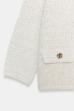 ZARA КАРДИГАН С РУКАВОМ 3/4, СВЕТЛО-БЕЖЕВЫЙ