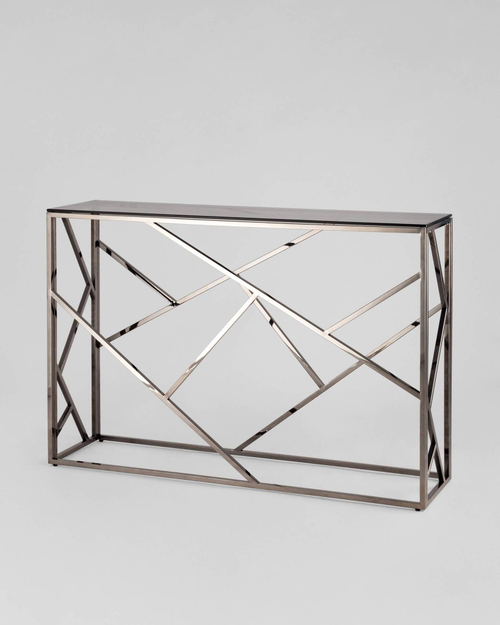 Консоль АРТ ДЕКО 115*30 стекло smoke сталь тёмный хром