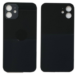 Задняя крышка для Apple iPhone 12 Черный (стекло, широкий вырез под камеру) - Премиум