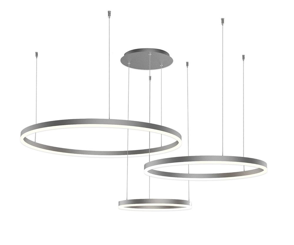 Люстра диммируемая Тор матовый никель w133.5*95(d80+60+40) h150 Led 110w (4000k) с пультом ДУ