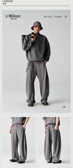 Брюки Nothomme Blue Cotton Pleated Structure Far-Infrared Heating Warm Oversized Curved Trousers 2026 Spring 5A Antibacterial Sweatpants Men