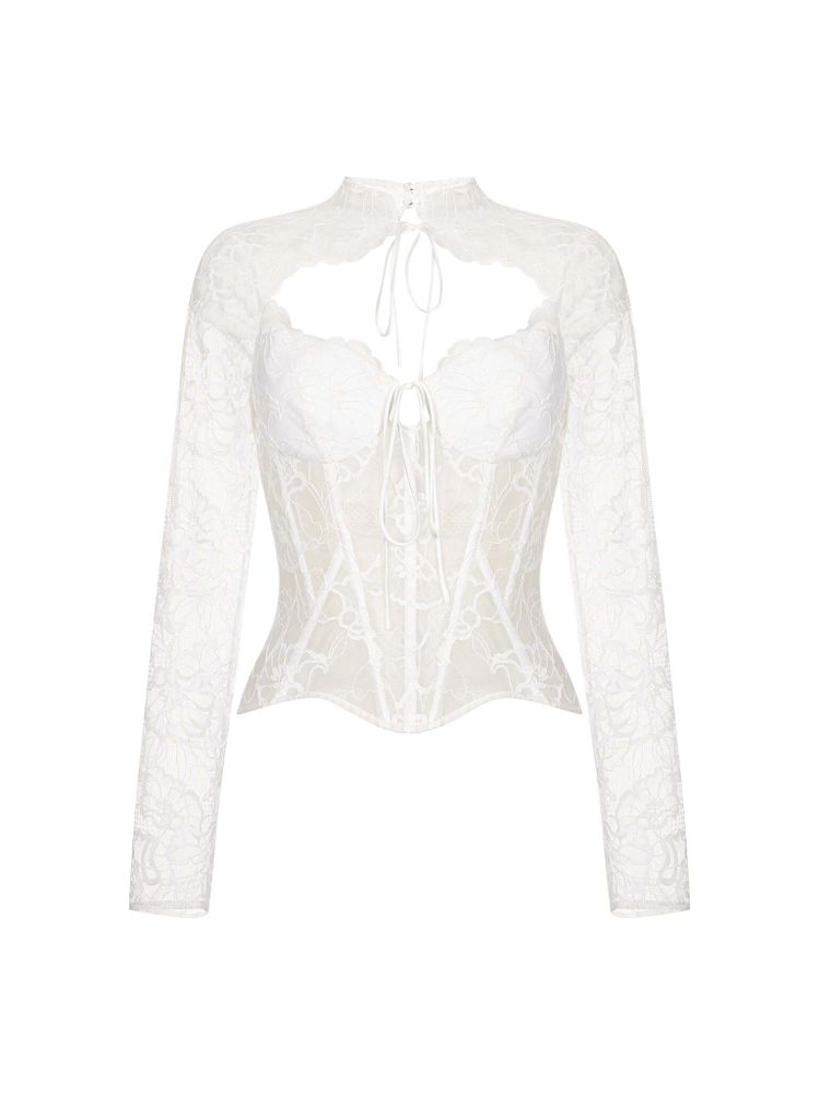 Топ бюстье корсетного типа из кружева с рукавами