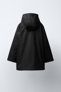 ZARA ПРОРЕЗИНЕННАЯ КУРТКА WATER REPELLENT С ЭФФЕКТОМ МЕХА, ЧЕРНЫЙ