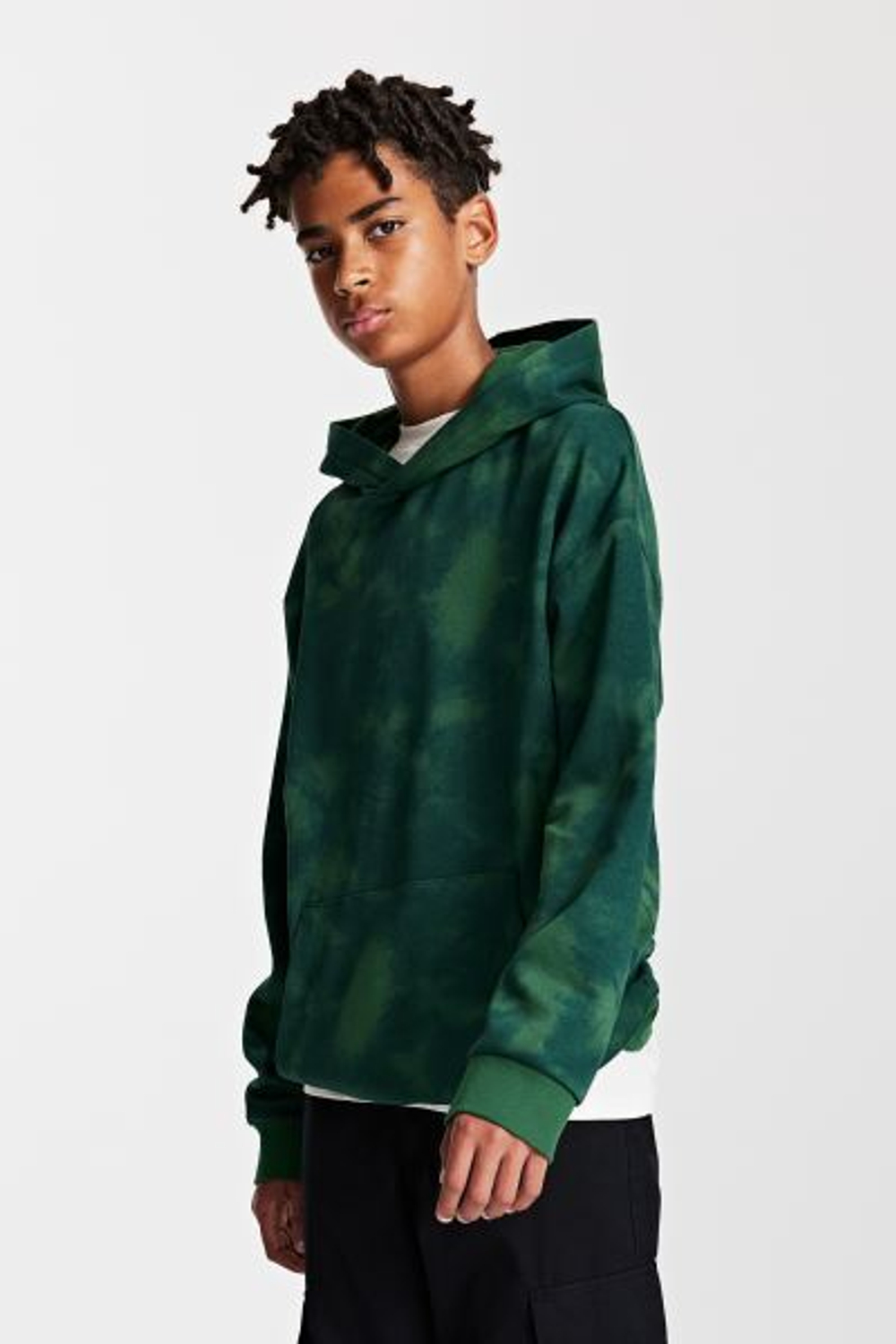 H&M Толстовка с принтом и капюшоном, темно-зеленый