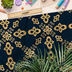 Ткань оксфорд 600 золотой Милитари на синем