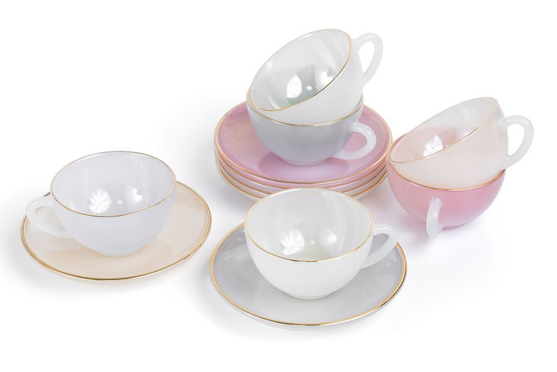 Комплект из шести кофейных пар из опалового стекла