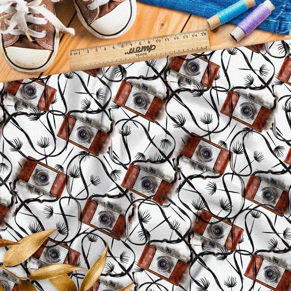 Ткань таффета антикварные фотоаппараты