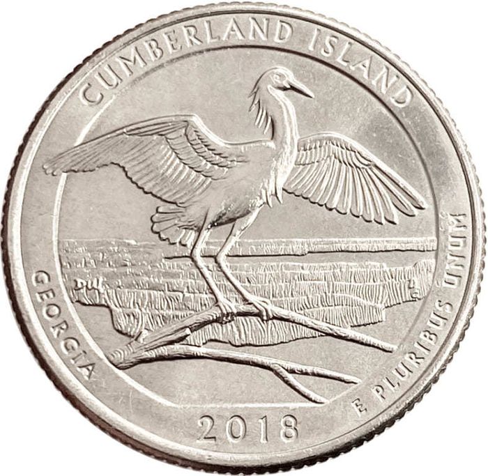 25 центов (1/4 доллара, квотер) 2018 США «Национальное побережье острова Кумберленд» (P) (44-й парк)