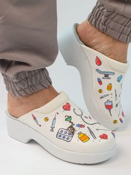 503 | "Anna" Женские медицинские сабо (принт)