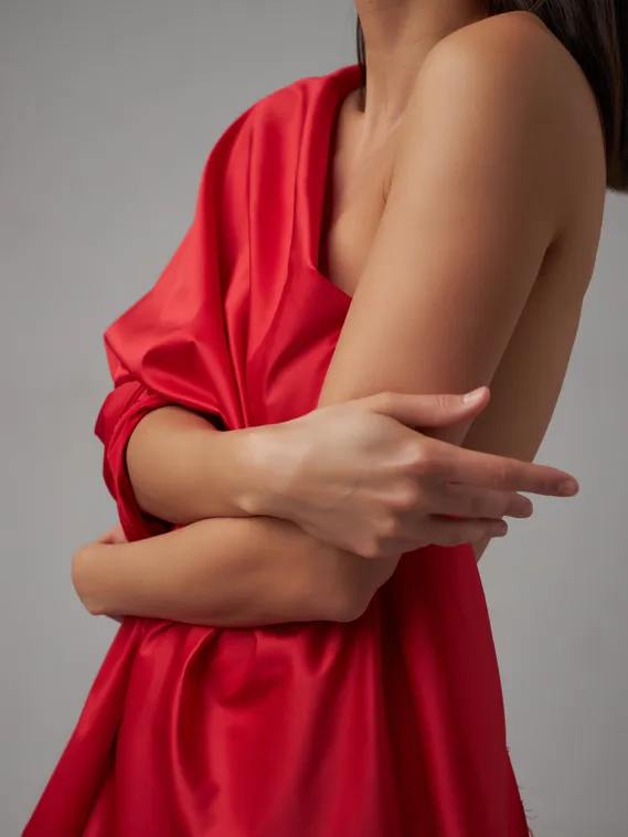 Атлас (сатин) эластичный бельевой, красный 100