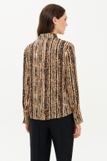 23417 Блузка женская (черно-песочный принт)