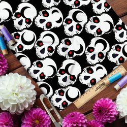 Ткань дюспо жуткие белые черепа на чёрном фоне