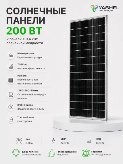 Гибридная солнечная электростанция 1500 Вт YASHEL серии «Hybrid 1500 MPPT»