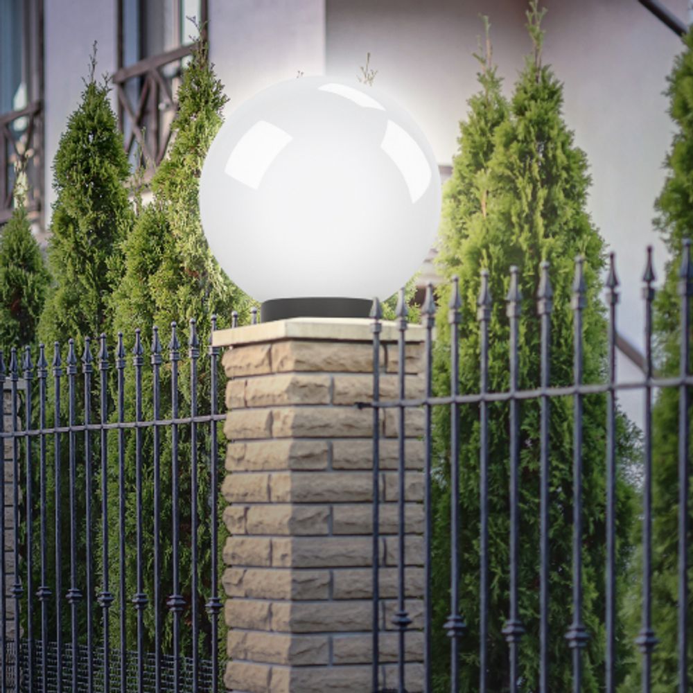 Садово-парковый светильник ЭРА НТУ 01-150-401 шар опаловый на опору / кронштейн IP44 Е27 max150Вт d400mm