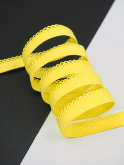Бельевая резинка желтая ажурная ширина 10 мм с учетом фестона