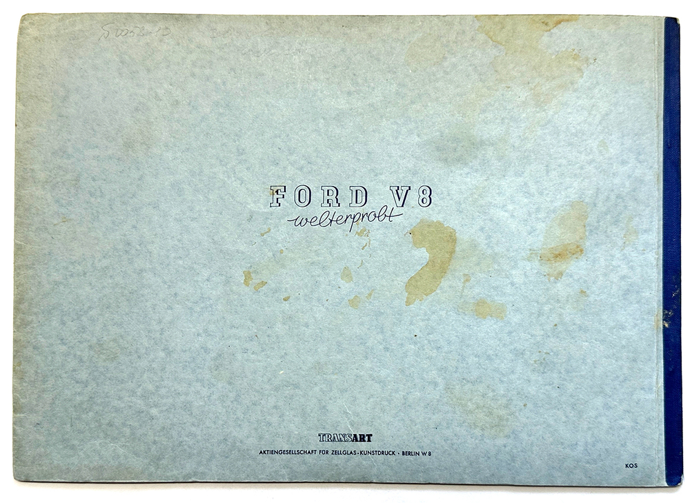 «FORD V8» Каталог автомобиля Форд, оборуд-го 8-ми цилиндр-м двигателем в Германии г. Кёльн 1938г.