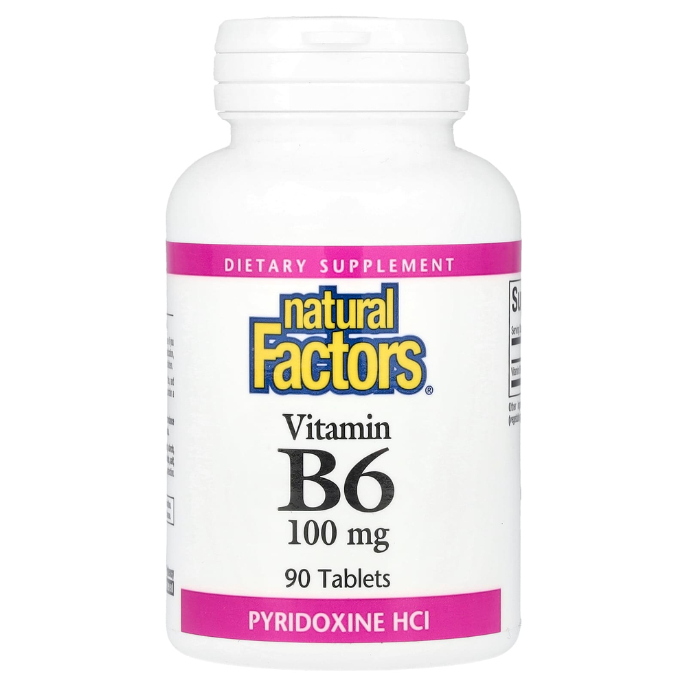 Natural Factors, витамин B6, 100 мг, 90 таблеток