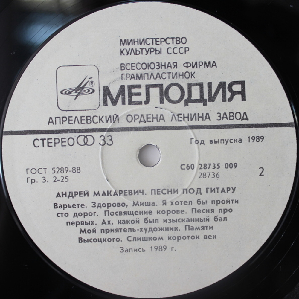 Андрей Макаревич / Песни Под Гитару (LP)