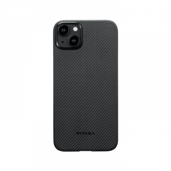 Чехол Pitaka MagEZ Case 4 для iPhone 15 Plus (6.7"), черно-серый узкое плетение, кевлар (арамид)