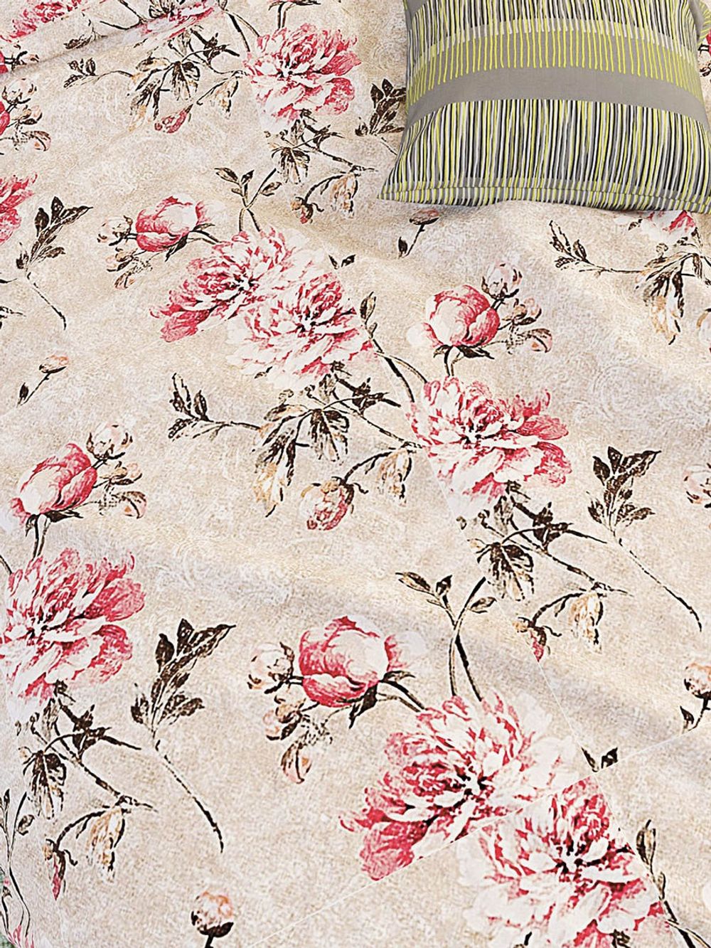 Простынь на резинке Сказка "Пионы винтаж" 140х200 см, перкаль