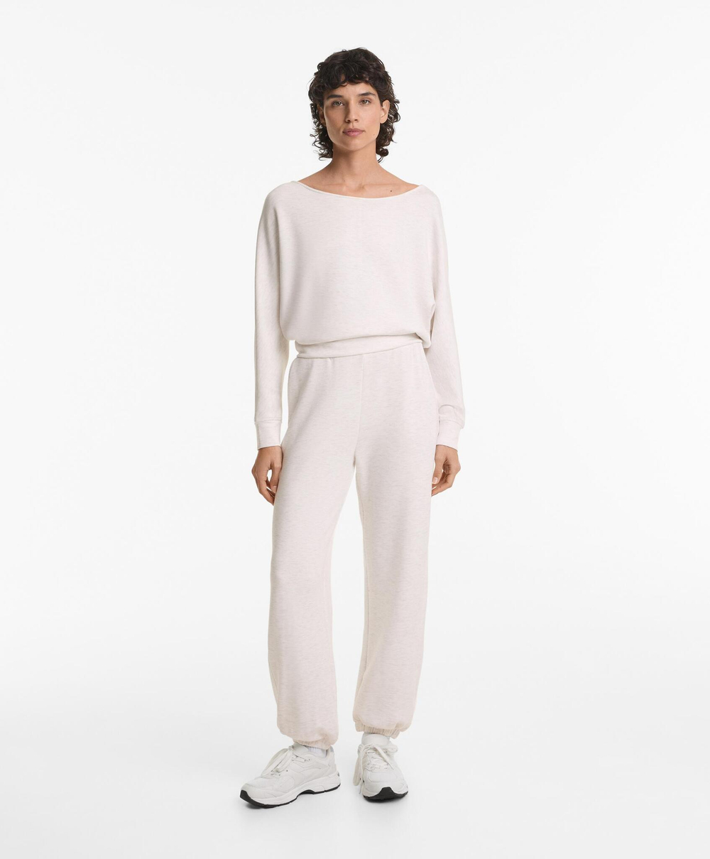 Oysho Толстовка укороченная с перекрещивающейся спинкой и модалом, меланж